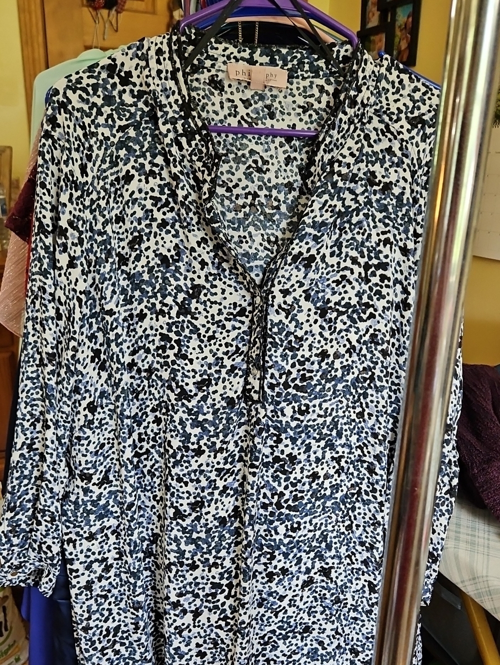 Philosophy Black and White Printed V-Neck Tunic